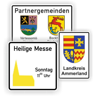 Gottesdienst- und Wappenschilder
