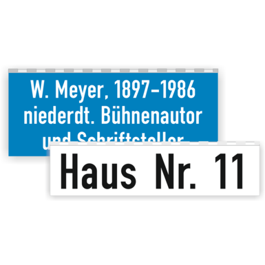 Indexschilder | Legenden für Straßennamenschilder