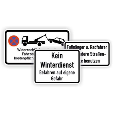 Zusatzzeichen in Anlehnung an die StVO