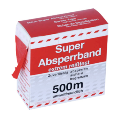 Folien-Absperrband | rot/weiß | reißfest | 500 lfdm
