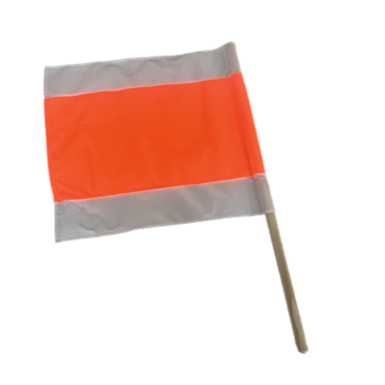 Warnfahne | 500 x 500 mm | weiß/orange/weiß | mit Holzstiel