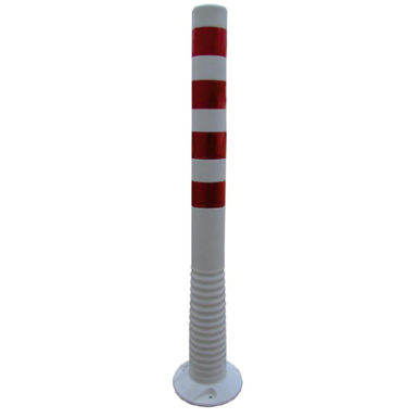 Flexi-Poller | weiß mit roten Streifen | Höhe 1000 mm