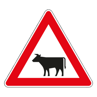 Verkehrszeichen VZ 101-12 | Viehtrieb, Aufstellung rechts
