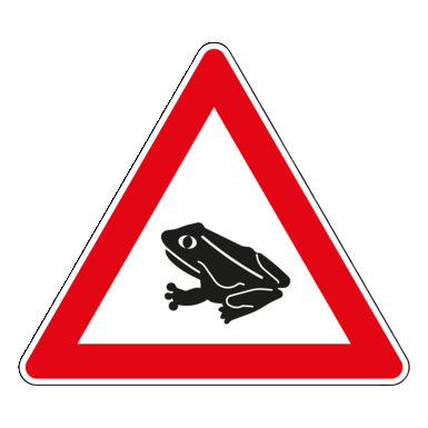 Verkehrszeichen VZ 101-14 | Amphibienwanderung, Aufstellung rechts