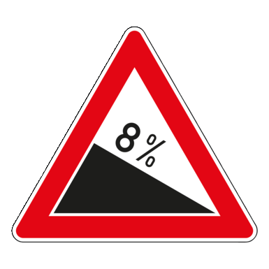 Verkehrszeichen VZ 108-00 | Gefälle 4% bis 25%