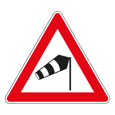 Verkehrszeichen VZ 117-10 | Seitenwind von rechts