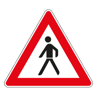 Verkehrszeichen VZ 133-10 | Fußgänger, Aufstellung rechts