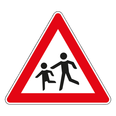 Verkehrszeichen VZ 136-10 | Kinder, Aufstellung rechts