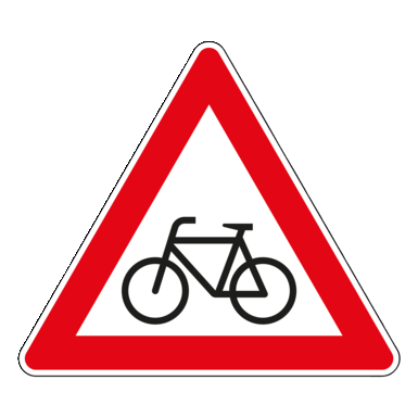 Verkehrszeichen  VZ 138-10 | Radverkehr, Aufstellung rechts