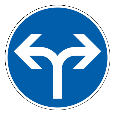 Verkehrszeichen VZ 214-30 | Vorgeschriebene Fahrtrichtung rechts oder links