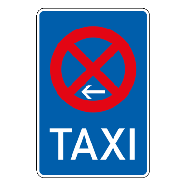 Verkehrszeichen VZ 229-11 | Taxenstand Ende, Aufstellung links