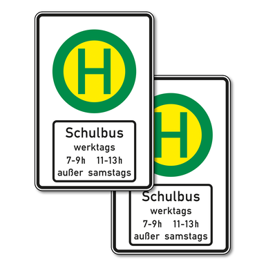 Verkehrszeichen VZ 224-41 | Schulbushaltestelle mit Zusatzzeichen 1042-36, doppelseitig