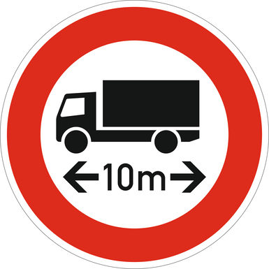 Verkehrszeichen VZ 266 | Verbot für Fahrzeuge über angegebene tatsächliche Länge