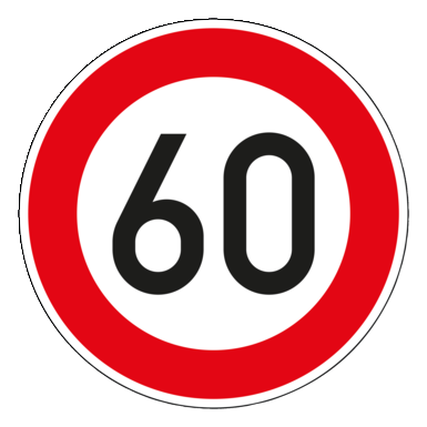 Verkehrszeichen VZ 274-60 | Zulässige Höchstgeschwindigkeit 60 km/h