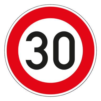 Verkehrszeichen VZ 274-30 | Zulässige Höchstgeschwindigkeit 30 km/h