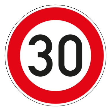 Verkehrszeichen VZ 274-30 | Zulässige Höchstgeschwindigkeit 30 km/h