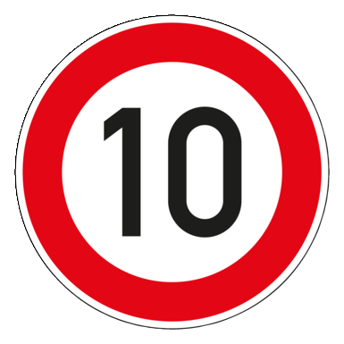 Verkehrszeichen VZ 274-10 | Zulässige Höchstgeschwindigkeit 10 km/h