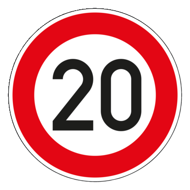 Verkehrszeichen VZ 274-20 | Zulässige Höchstgeschwindigkeit 20 km/h