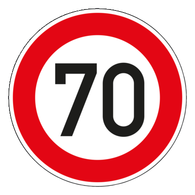 Verkehrszeichen VZ 274-70 | Zulässige Höchstgeschwindigkeit 70 km/h