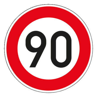 Verkehrszeichen VZ 274-90 | Zulässige Höchstgeschwindigkeit 90 km/h
