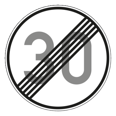 Verkehrszeichen VZ 278-30 | Ende der zulässigen Höchstgeschwindigkeit 30 km/h