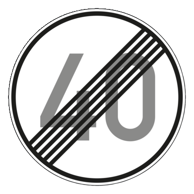 Verkehrszeichen VZ 278-40 | Ende der zulässigen Höchstgeschwindigkeit 40 km/h