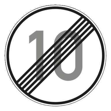 Verkehrszeichen VZ 278-10 | Ende der zulässigen Höchstgeschwindigkeit 10 km/h
