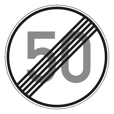 Verkehrszeichen VZ 278-50 | Ende der zulässigen Höchstgeschwindigkeit 50 km/h