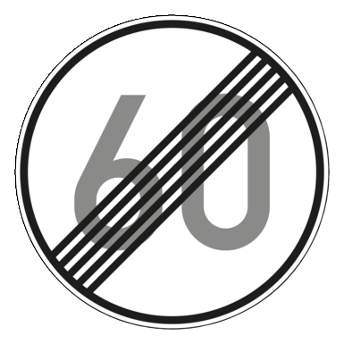 Verkehrszeichen VZ 278-60 | Ende der zulässigen Höchstgeschwindigkeit 60 km/h