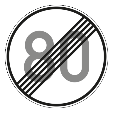 Verkehrszeichen VZ 278-80 | Ende der zulässigen Höchstgeschwindigkeit 80 km/h