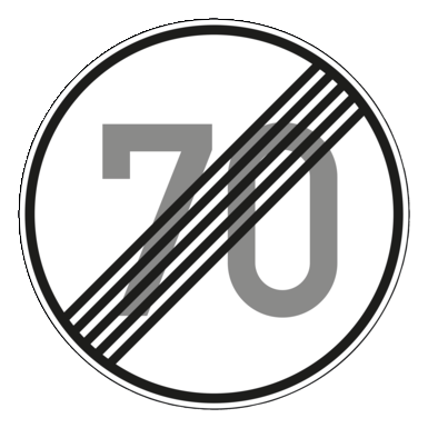 Verkehrszeichen VZ 278-70 | Ende der zulässigen Höchstgeschwindigkeit 70 km/h