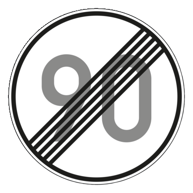 Verkehrszeichen VZ 278-90 | Ende der zulässigen Höchstgeschwindigkeit 90 km/h