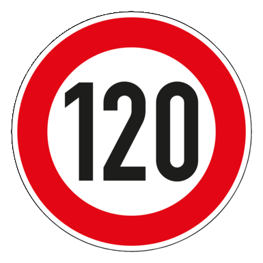 Verkehrszeichen VZ 274-120 | Zulässige Höchstgeschwindigkeit 120 km/h