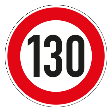 Verkehrszeichen VZ 274-130 | Zulässige Höchstgeschwindigkeit 130 km/h