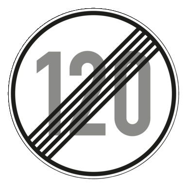 Verkehrszeichen  VZ 278-120 | Ende der zulässigen Höchstgeschwindigkeit 120 km/h