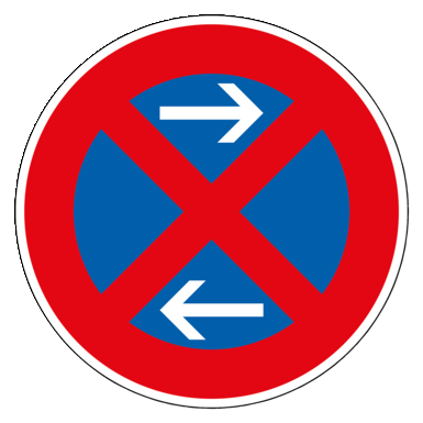 Verkehrszeichen VZ 283-31 | Absolutes Haltverbot Mitte, Aufstellung links