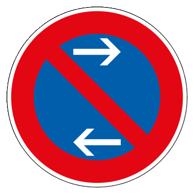 Verkehrszeichen VZ 286-31 | Eingeschränktes Haltverbot Mitte, Aufstellung links