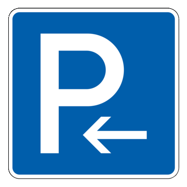 Verkehrszeichen VZ 314-10 | Parken Anfang (Aufstellung rechts), Parken Ende (Aufstellung links)