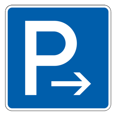 Verkehrszeichen VZ  314-20 | Parken Ende (Aufstellung rechts), Parken Anfang (Aufstellung links)