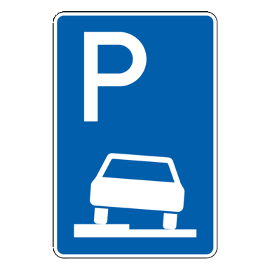 Verkehrszeichen VZ 315-50 | Parken auf Gehwegen halb in Fahrtrichtung links