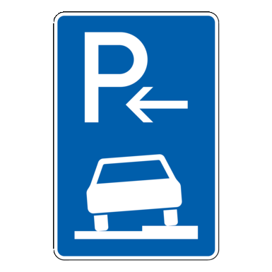 Verkehrszeichen VZ 315-56 | Parken auf Gehwegen halb in Fahrtrichtung rechts, Anfang
