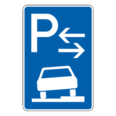 Verkehrszeichen VZ 315-58 | Parken auf Gehwegen halb in Fahrtrichtung rechts, Mitte