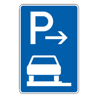 Verkehrszeichen VZ 315-61 | Parken auf Gehwegen ganz in Fahrtrichtung links, Anfang
