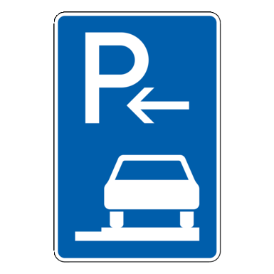Verkehrszeichen VZ 315-66 | Parken auf Gehwegen ganz in Fahrtrichtung rechts, Anfang