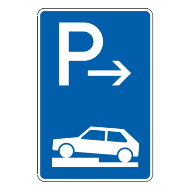 Verkehrszeichen VZ 315-71 | Parken auf Gehwegen halb quer zur Fahrtrichtung links, Anfang