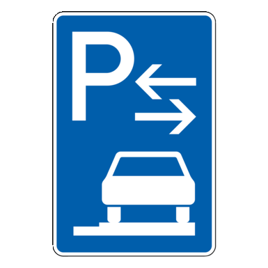 Verkehrszeichen VZ 315-68 | Parken auf Gehwegen ganz in Fahrtrichtung rechts, Mitte