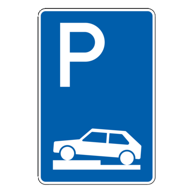 Verkehrszeichen VZ 315-70 | Parken auf Gehwegen halb quer zur Fahrtrichtung links