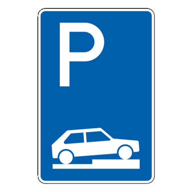 Verkehrszeichen VZ 315-75 | Parken auf Gehwegen halb quer zur Fahrtrichtung rechts