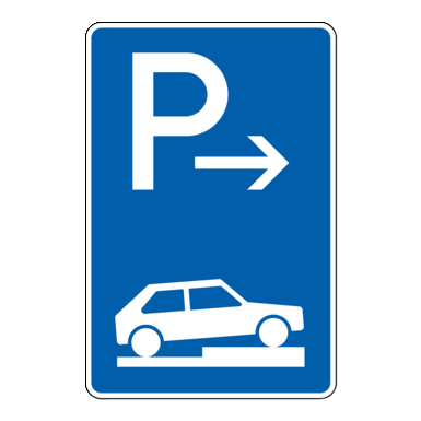 Verkehrszeichen VZ 315-77 | Parken auf Gehwegen halb quer zur Fahrtrichtung rechts, Ende