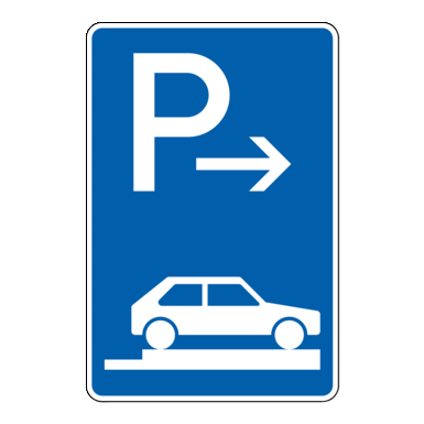 Verkehrszeichen VZ 315-87 | Parken auf Gehwegen ganz quer zur Fahrtrichtung rechts, Ende